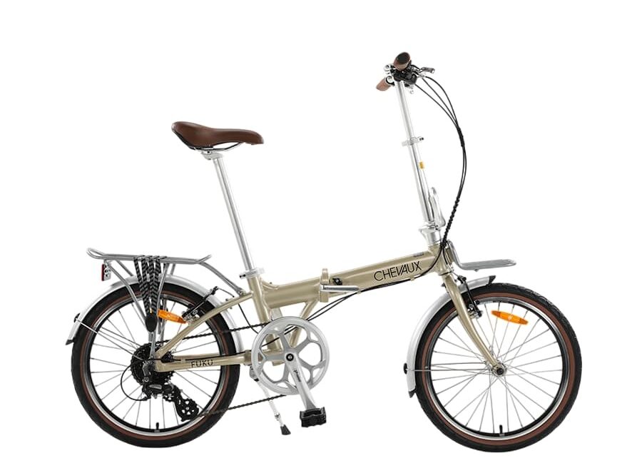 Xe đạp gấp Chevaux Fuku màu vàng nhạt