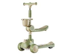 Xe scooter ghế ngồi cho bé, chòi chân an toàn, trượt đầu hình khủng long